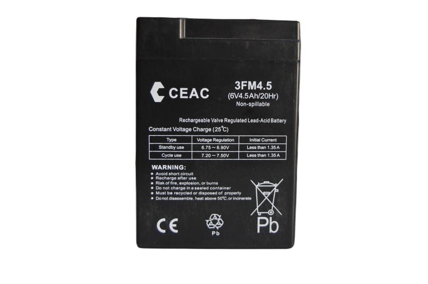 CEAC BATTERY 3FM4.5 (6V4.5AH/20HR)  LEAD ACID BATTERY